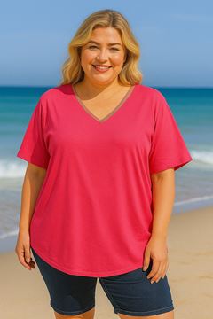 Picture of CURVY GIRL V NECK COTTON T SHIRT